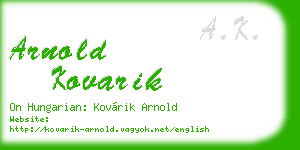 arnold kovarik business card